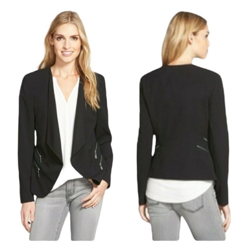 Vince Camuto Black Double Zip Pocket Blazer